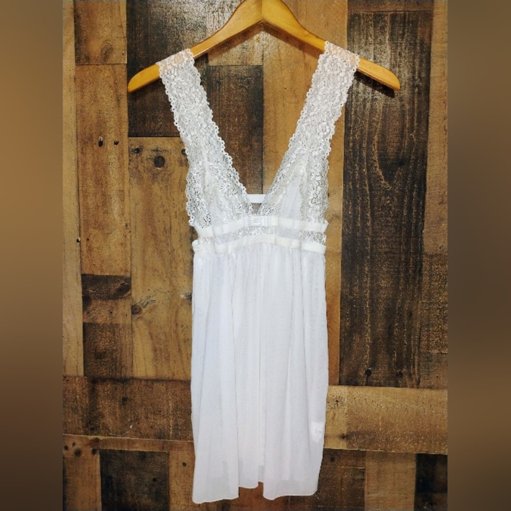 Shein White Lace Sheer Chemise One Size - Picture 1 of 5